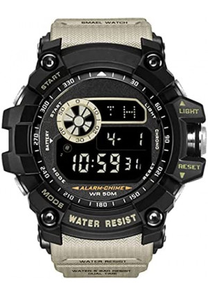 Men Large Dial Digital Sport Watch Military Watch LED Backlight Waterproof Electronic Watch for Men