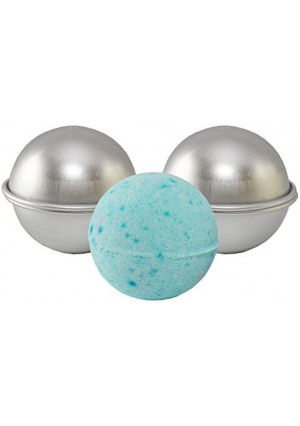 Metal Bath Bomb Mold - DIY - Make Luxurious Bath Bombs - 2 Molds (4 Pieces) - 2.56" Diameter - Premium Finish - The Bath Company! Bonus Bath Bomb Recipe Included!