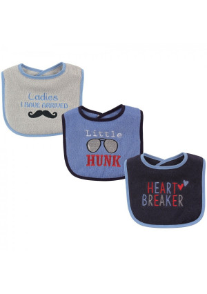 Luvable Friends Baby Boy Cotton Drooler Bibs with Fiber Filling 3pk, Hunk, One Size