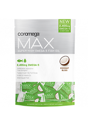 Coromega Max Super High Omega-3 Fish Oil, Coconut Bliss Flavor, 60ct