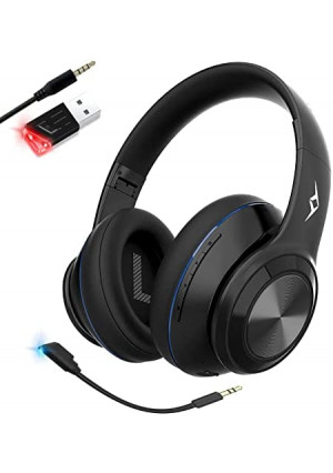 LETTON Black Wireless and Wired Gaming Headset with Detachable Mic - Playstation (PS4, PS5) PC - Dynamic EQ Compensation Pro Audio, Noise Cancelling Microphone, Ultra-Comfort Over-Ear Headphones