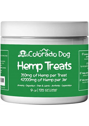 Hemp Dog Treats by Colorado Dog - 120 Ct - Calming Chews for Dogs – Dog Anxiety, Pain, Arthritis, & Digestion – Compare Hemp Amounts – 350mg per Treat