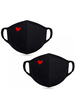 Fashion Cute Heart Face Mask - Unisex Organic Cotton Dustproof Mouth Protection - Reusable Warm Windproof for Outdoor Activities