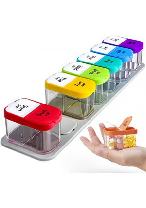 Extra Large Clear Pill Organizer Box 7 Days, 2 Times a Day, Removable XL Weekly Jumbo Pill Cases Container Twice a Day AM PM