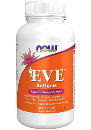 NOW Supplements, Eve™ Women's Multivitamin with Evening Primrose, Cranberry, Green Tea, Horsetail Silica & CoQ10, 180 Softgels