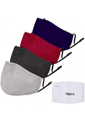 4 Pack Kids Reusable, Washable Facial Cotton Covering for Children- Includes 16Pcs Filters