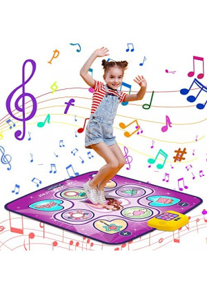 AIPIN Dance Mat Dance Mat Toy for Kids Ages 3-10,Musical Play Mats Pink Dance Mat with 5 Game Modes Including 3 Challenge Levels, Adjustable Volume LED Lights, for 3-10 Year Old Girls
