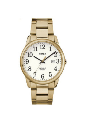 Timex Men's Easy-Reader White Dial Watch, Gold-Tone Stainless Steel Bracelet