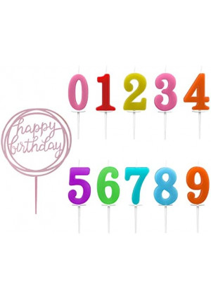 IBLESSU 10-Pieces Number Birthday Candles - Happy Birthday Cake Candles Number 0-9 Glitter Cake Topper Decoration for Birthday Party Anniversary Kids Adults (Color)