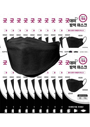 [GOOD DAY] BLACK KF94 Certified SINGLE Use Dust Masks 10 pcs of Individual Package for ADULT - BLACK