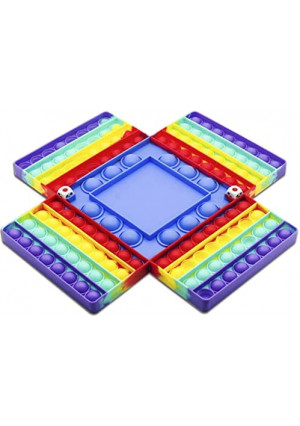 Big Size Pop Game Board Fidget Toy, Gexond Large Rainbow Pop Chess Board for 4 Players Games - Interactive Jumboo Stress Relief Pop Game with Dice for Parent/Kids Time