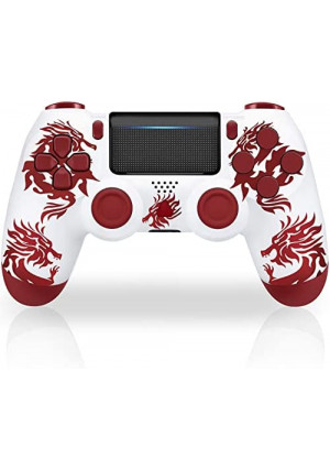 PPCgrop Wireless Remote Controller Compatible with PS4/Slim/Pro Console/PC with Dual Vibration/6-Axis Motion Control - Fire Dragon