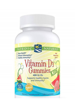 Nordic Naturals Vitamin D3 Gummies KIDS 400 IU, Wild Watermelon Splash Flavor - 120 Gummies