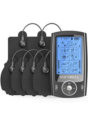 Hausbell Dual Channel TENS Unit 20 Modes Muscle Stimulator for Pain Relief Therapy, Electronic Pulse Massager Muscle Massager with 6 Pads with Exquisite Packaging Box (Black)