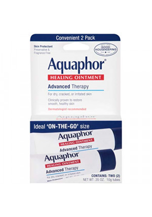 Aquaphor Healing Ointment Advanced Therapy Skin Protectant, Dry Skin Body Moisturizer, 0.35 Oz Tube, Pack Of 2