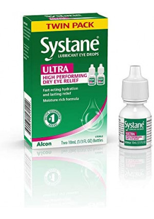 Systane Ultra Lubricant Eye Drops, Twin Pack, 10-mL Each,packaging may vary