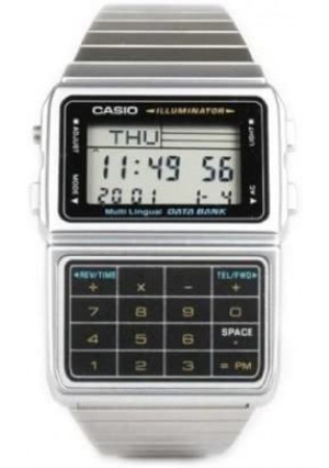 Casio DBC611-1 Mens Stainless Steel Databank Calculator Watch 5 Alarms Stopwatch