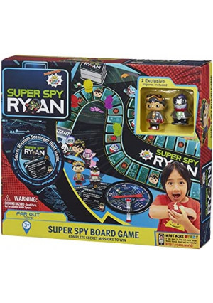 Far Out Toys Ryan’s World Super Spy Board Game, Mission Scavenger Hunt to Pack Rat’s Secret Lair, Adventure, Exploration, Mystery, 2 Exclusive Rare Collectible Micro Figures, 70 Mission Cards, Ages 3+
