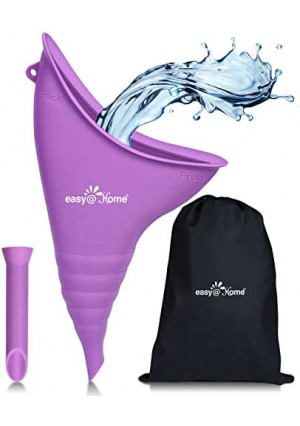 Portable Female Urination Device for Women: Easy@Home Silicone Female Urinal Device Pee Standing Up Funnel Reusable for Travel | Camping | Car | Outdoor | Hiking Purple EUD408