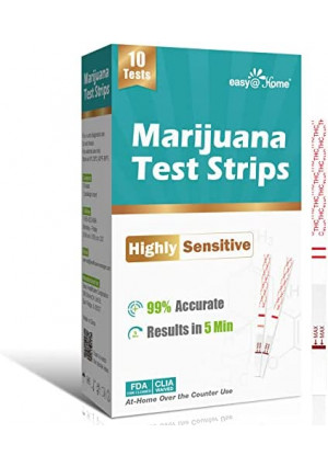 Easy@Home Marijuana Test Strips: THC Urine Drug Test Kit for at Home Over The Counter Use - Screens Metabolites of Drugs Containing THC with Cutoff Level 50ng/mL-Individually Wrapped 10 Pack ESTH-115