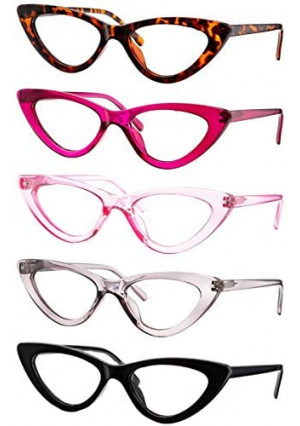 Yogo Vision Reading Glasses 5 Pk Readers for Women Cateye Eyeglasses and Light Spring Hinge Frame +2.5