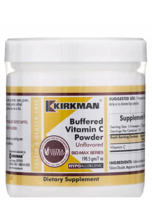 Kirkman Buffered Vitamin C Powder Unflavored -Hypoallergenic - 7 oz (198.5 Grams)