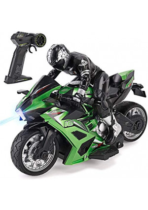 Liberty Imports 2.4G 1/10 High Speed Cross Country RC Remote Control Stunt Motorcycle with Riding Figure