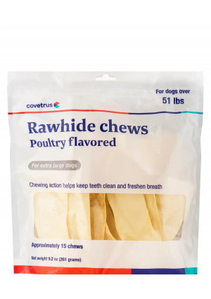 Covetrus Dental Rawhide Enzymatic Chews, Poultry Flavored for Extra Large Dogs 51+ lbs (Formerly Enzy-Chews) - 15 Chews (9.2 oz / 261 Grams)