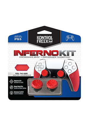KontrolFreek FPS Freek Inferno Performance Kit for PlayStation 5 Controller (PS5) | Includes Performance Thumbsticks and Performance Grips | Red