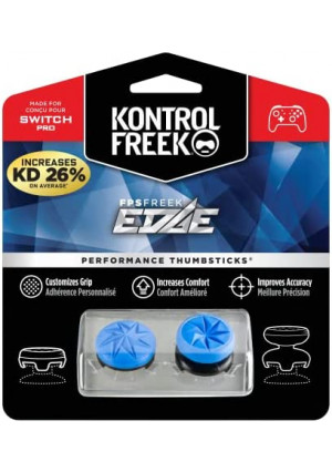 KontrolFreek FPS Freek Edge for Nintendo Switch Pro Controller | Performance Thumbsticks | 1 High-Rise Convex, 1 Low-Rise Convex | Blue