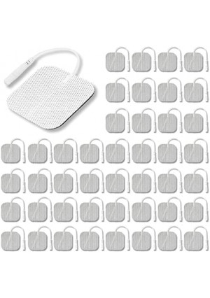 Syrtenty TENS Unit Pads 2"X2" 44 Pcs, 3rd Gen Reusable Latex-Free Replacement Pads Electrode Pads with Upgraded Sticky Electrode Pads Gel and Non-Irritating Design for Muscle Stimulator Electrotherapy