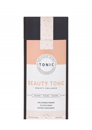 Tonic Products Beauty Tonic - Beauty Collagen - Unflavored Powder - 20 Stick Packs (100 Grams)