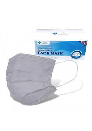 Made in USA - CHTUS Disposable Face Masks - 50 PCS - 3-Ply Breathable & Comfortable Safety Mask (Grey)