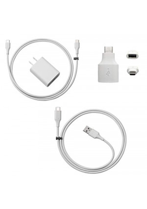 Google Official Pixel Charger for Pixel 3 and all Pixel Phones, Android Charger Cable Bundle with Fast Charging Google 18w Wall Charger - Charges any USB-C Phone (4 Items)