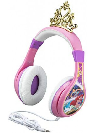 Disney Princess Kids Headphones For Kids Adjustable Stereo Tangle-Free 3.5Mm Jack Wired Cord Over Ear Headset For Children Parental Volume Control Kid Friendly Safe (Frustration Free Packaging), DP-140.EXv6, Pink