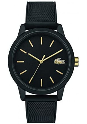 Lacoste Men's l.12.12.Quartz Tr-90 and Rubber Strap Casual Watch, Color: Black (Model: 2011010)