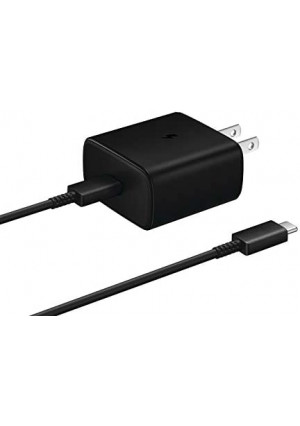 Samsung 45W USB-C Super Fast Charging Wall Charger - Black (US Version with Warranty), 45W TA w/ Cable, Black