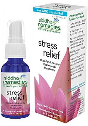 Siddha Remedies Stress Relief Homeopathic Oral Spray for Worry, Irritability & Restlessness | 100% Natural Homeopathic Medicine Remedy with Flower Essences for Relaxing & Calming The Mind
