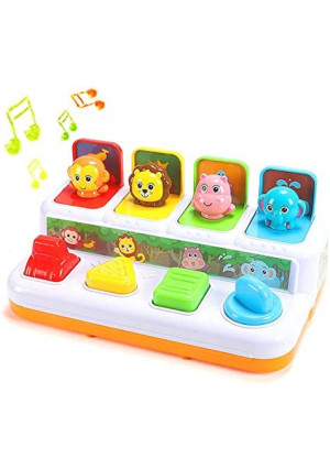 YMDLY Toys Animal Park Interactive Pop Up Music Toy,Up- Early Education Activity Center Toy, Ages 12 Months and up Toddlers.