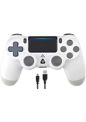 Donop Wireless Controller for PS4 / Slim/Pro, Compatible with PS4 Console, with Charging Cable (White)