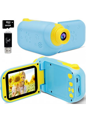 YTETCN Kids Camcorder - Kids Video Camera with 32 GB SD Card, 1080P HD Camera Digital Camcorder Toys for Kids Age 3-8, Birthday & Christmas Gifts for 3 4 5 6 7 8 Years Old (Blue)