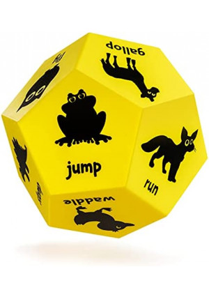 Covelico Exercise dice for Kids - Yellow Animals | Roll and Play Animal Game | Kids Exercise Equipment | Big Foam dice | Kids Workout Equipment - a Fitness dice | Kids Outdoor Activities