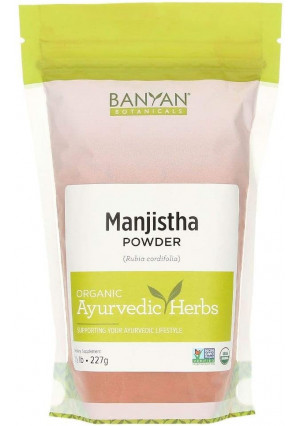 Banyan Botanicals Manjistha Powder, 1/2 Pound - USDA Organic - Rubia cordifolia - Cleanses the Blood and Lymph - Ayurveda