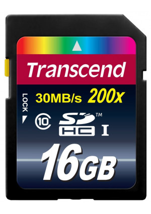 Transcend 16GB Class 10 SDHC Flash Memory Card (TS16GSDHC10E)