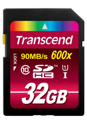 Transcend 32 GB High Speed Class 10 UHS Flash Memory Card Up to 90 MB/s TS32GSDHC10U1E