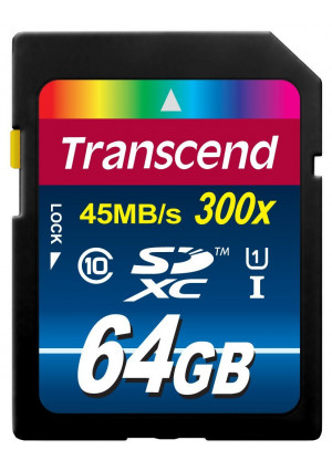 Transcend 64GB High Speed 10 UHS Flash Memory Card TS64GSDU1E (up to 45 MB/s, 300x)