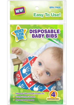 Disposable Baby Bibs 24 Count (4 bibs per package) - by Mighty Clean Baby