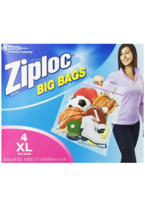Ziploc Big Bag Double Zipper, X-Large, 4-Count
