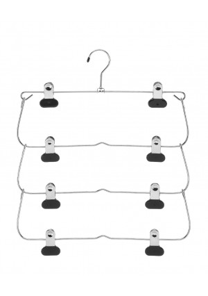 Whitmor 6021-185 Ebony Chrome Collection 4-Tier Folding Skirt Hanger