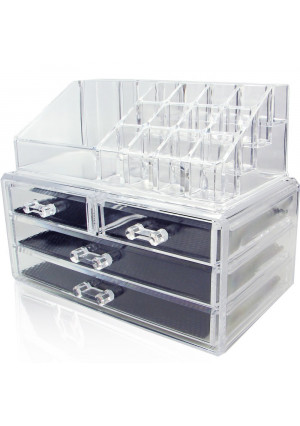 NILECORP Acrylic Jewelry and Cosmetic Storage Display Boxes Two Pieces Set.